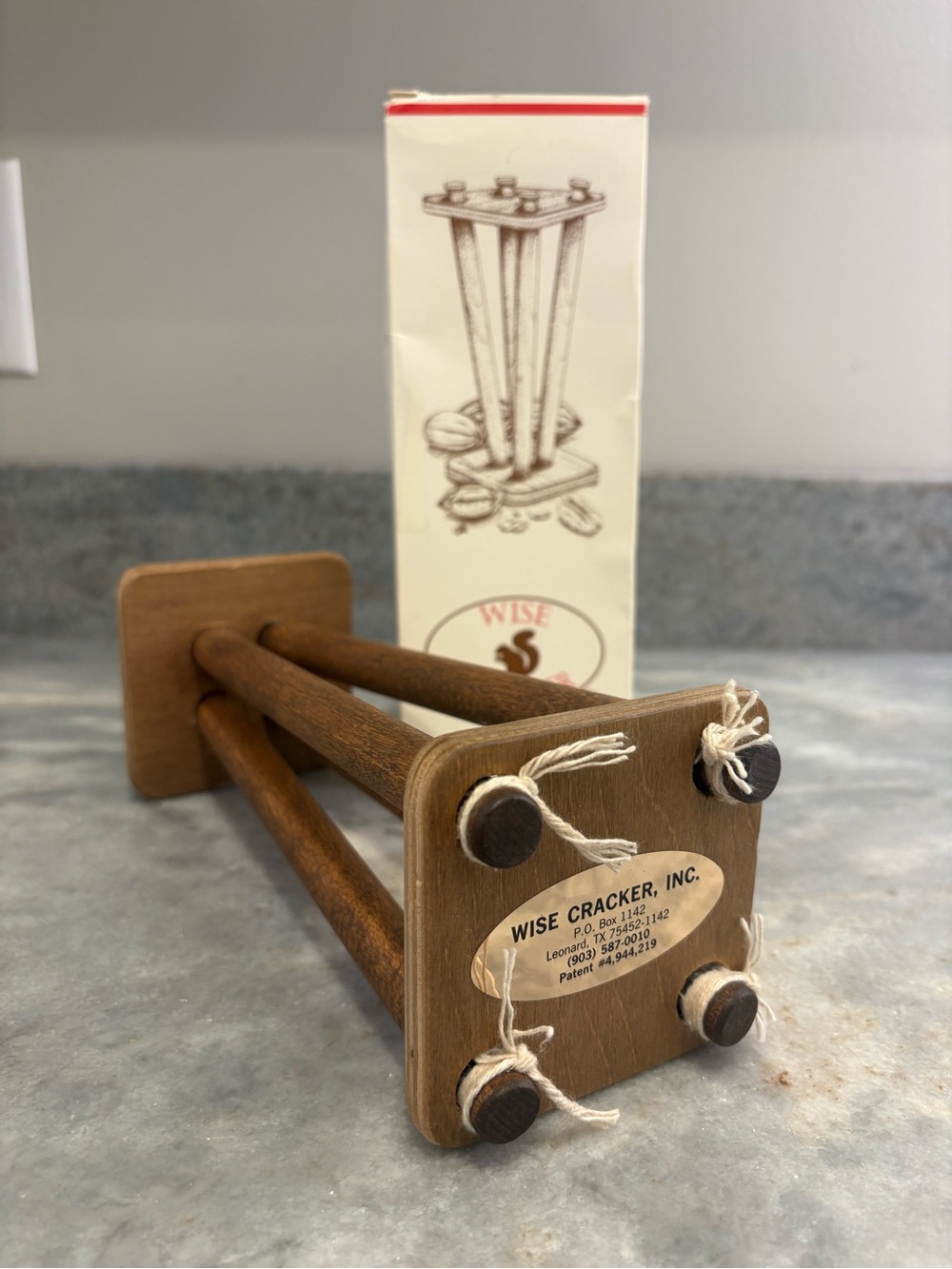 "WISE CRACKER" Pecan Wooden Twisting Nutcracker Made in USA Wooden Kitchen Tool